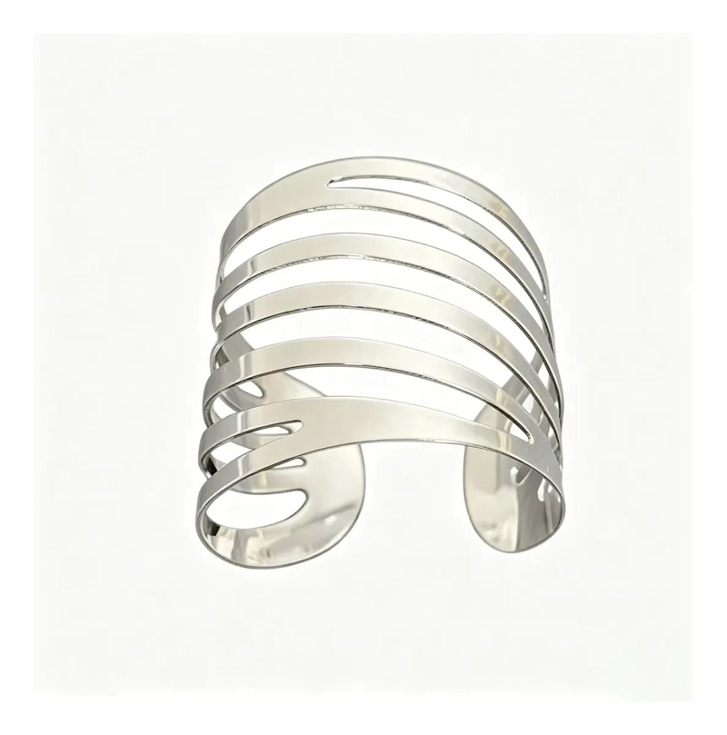 SET DE 6 ANILLOS PARA SERVILLETAS DE METAL PLATEADO - 2