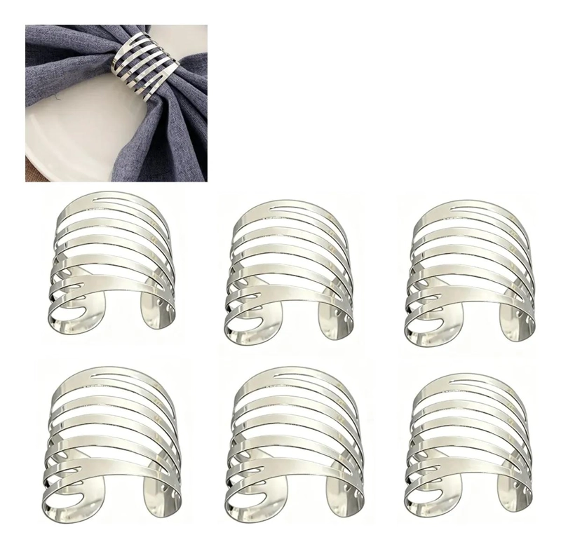 SET DE 6 ANILLOS PARA SERVILLETAS DE METAL PLATEADO - 5