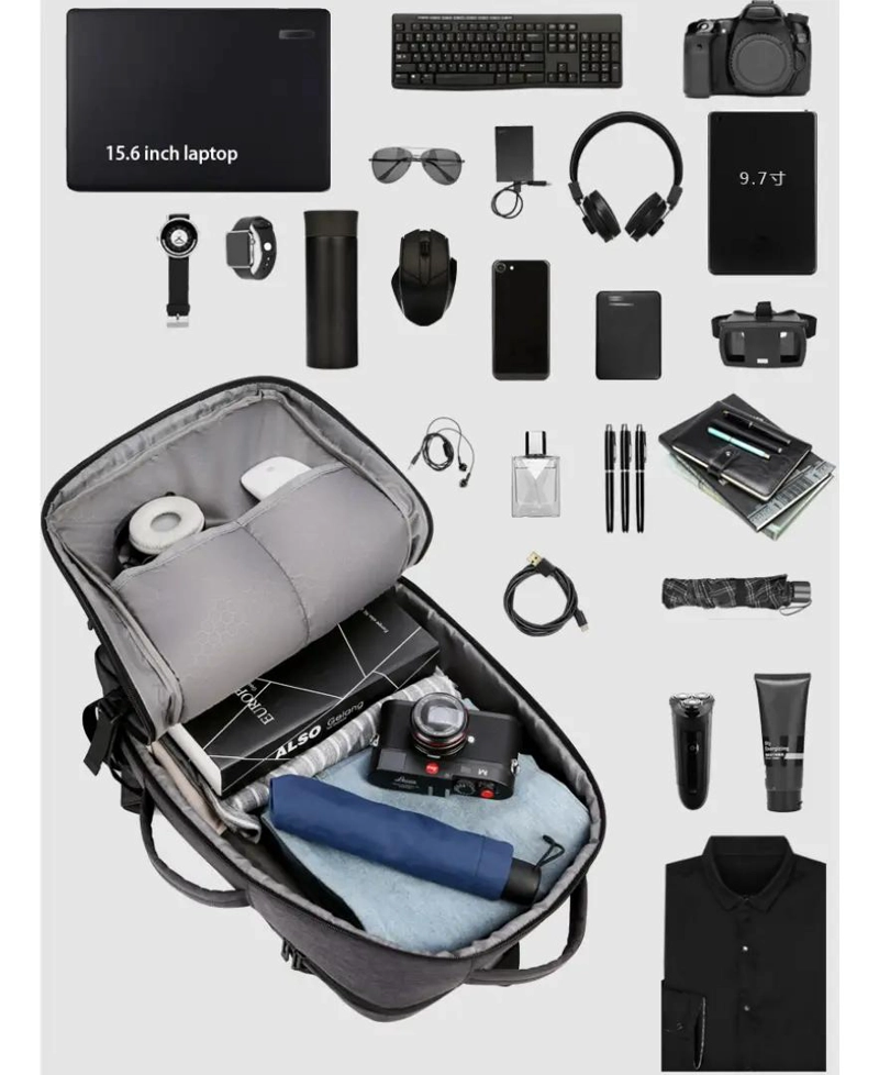 MOCHILA IMPERMEABLE CON CARGA USB PARA LAPTOP DE 15,6 PULGADAS - 3