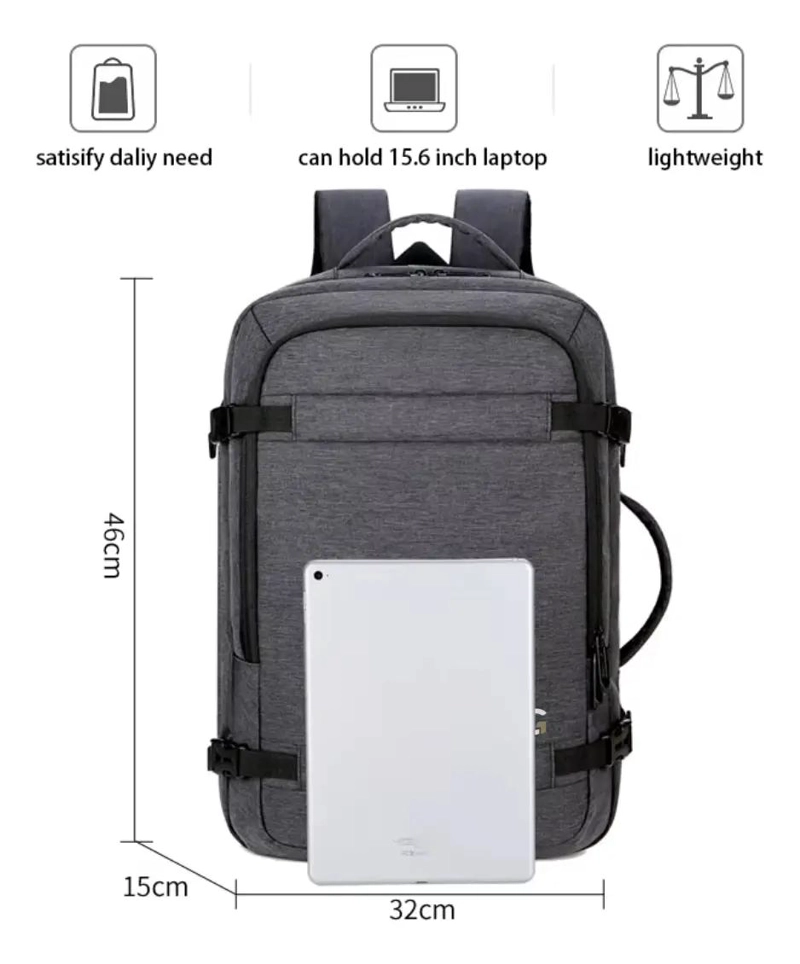 MOCHILA IMPERMEABLE CON CARGA USB PARA LAPTOP DE 15,6 PULGADAS - 7