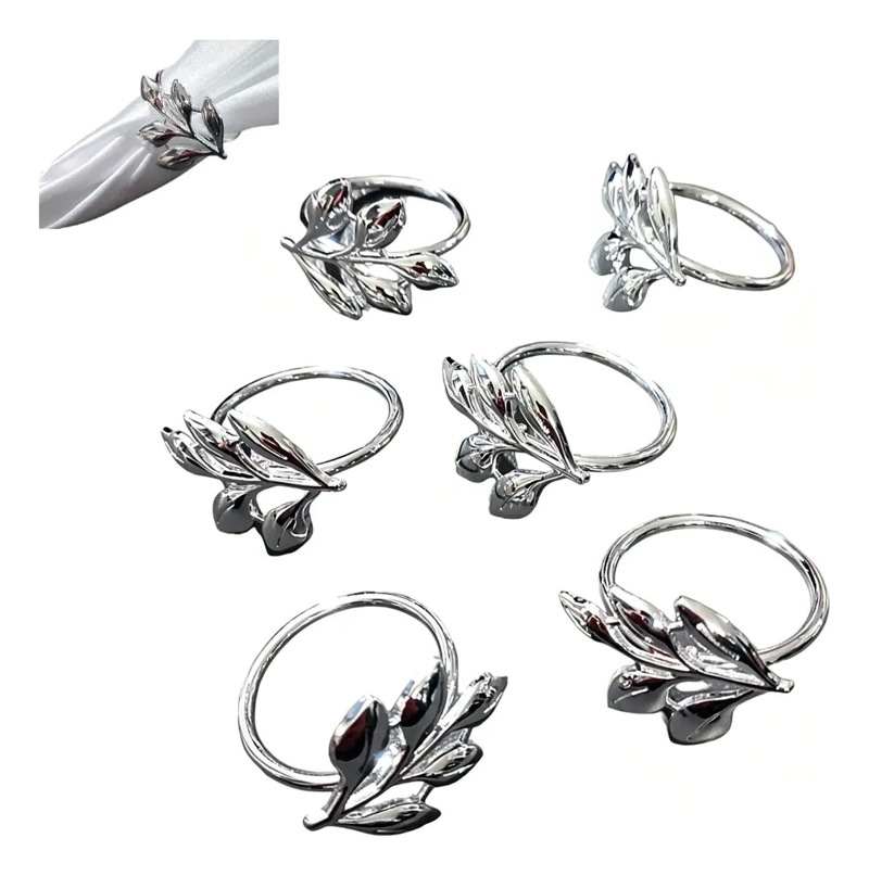SET DE 6 ANILLOS SERVILLETEROS DE METAL CON DISEÑO NATURAL - 4