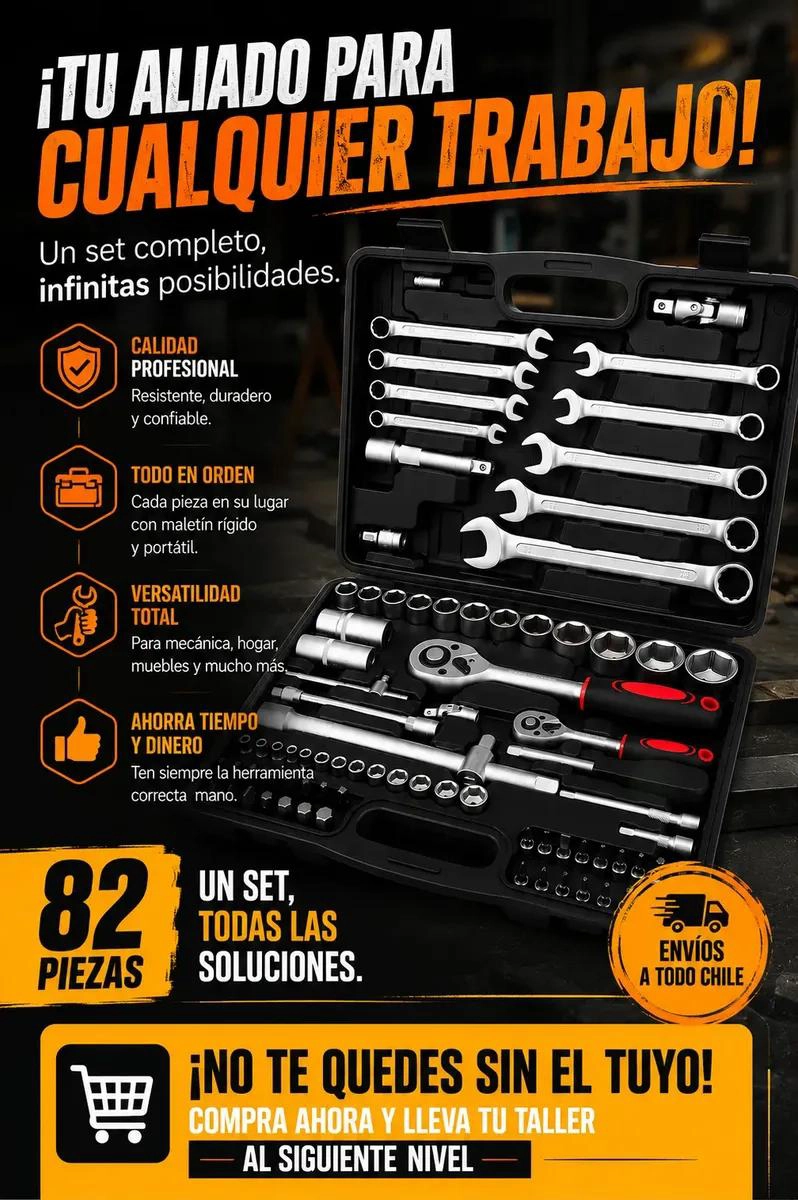 KIT COMPLETO DE HERRAMIENTAS Y DADOS DE 82 PIEZAS - 5