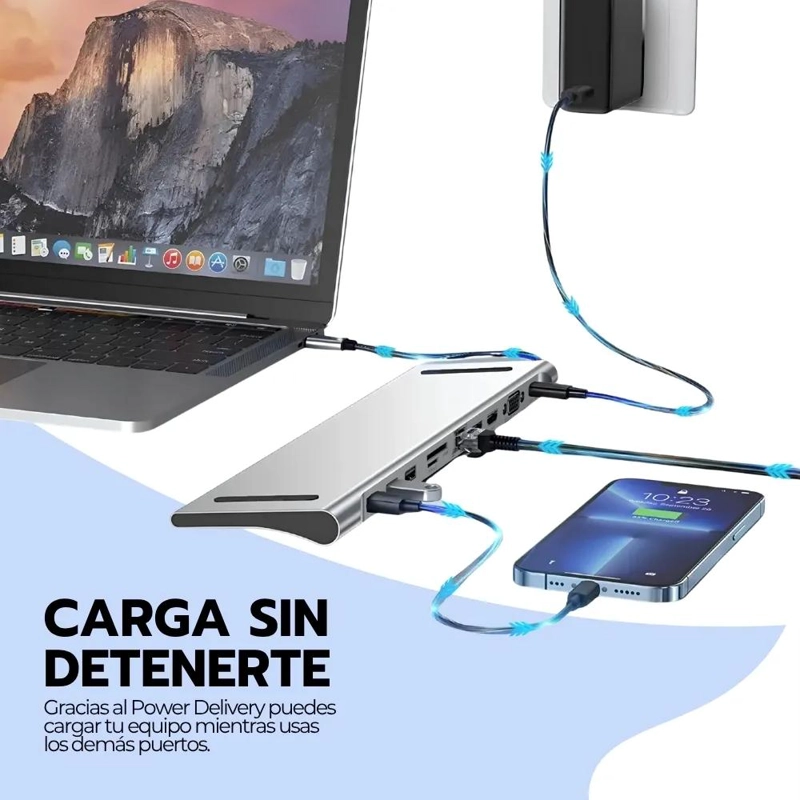 HUB USB TIPO C 11 EN 1 CON HDMI Y RJ45 PARA CONEXIONES MULTIPLES - 7