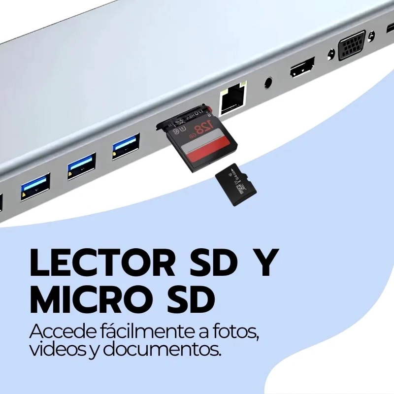 HUB USB TIPO C 11 EN 1 CON HDMI Y RJ45 PARA CONEXIONES MULTIPLES - 9