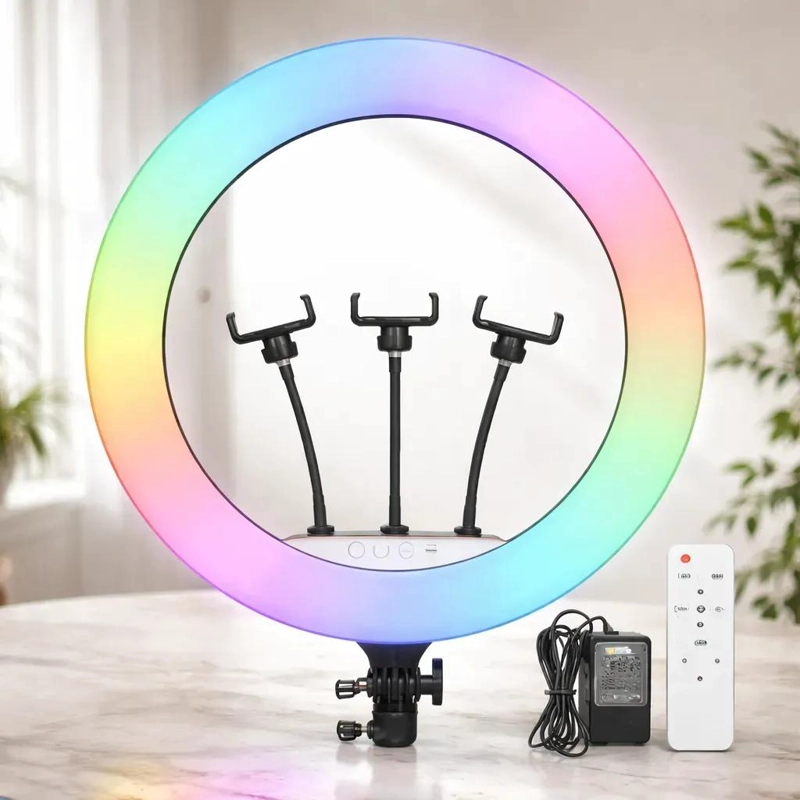 ARO LUZ LED MULTICOLOR 56 CM CON CONTROL Y TRIPODE AJUSTABLE - 2