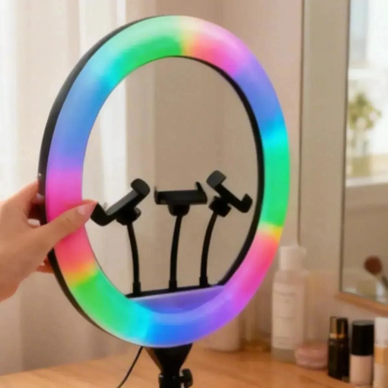 ARO LUZ LED MULTICOLOR 56 CM CON CONTROL Y TRIPODE AJUSTABLE - 8