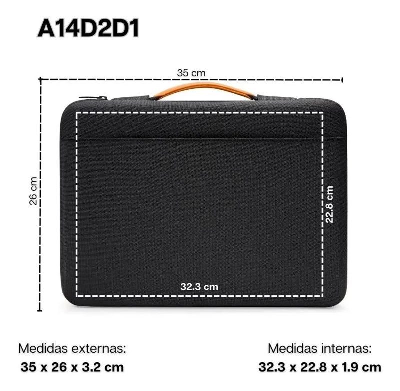 FUNDA PROTECTORA PARA NOTEBOOK O MACBOOK DE 14 PULGADAS EN COLOR NEGRO