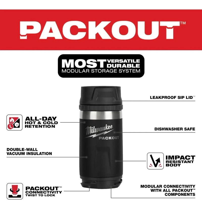 BOTELLA TE RMICA NEGRA PACKOUT 12 OZ IDEAL PARA BEBIDAS - 2