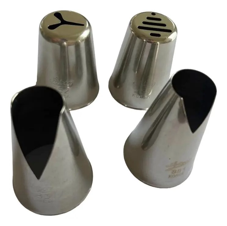 SET DE 4 BOQUILLAS GRANDES DE ACERO INOXIDABLE PARA DECORACION DE PASTELES - 1