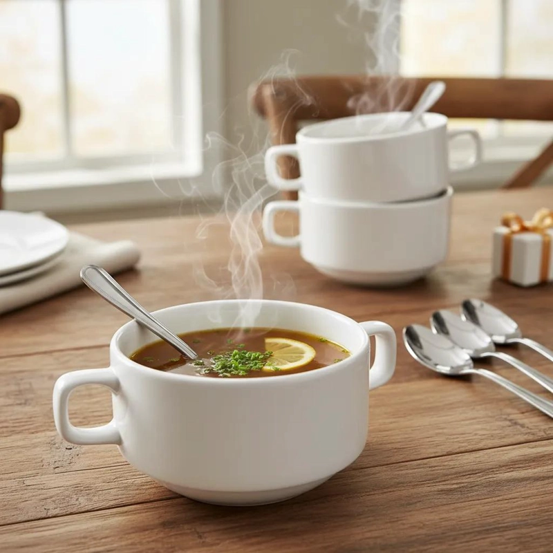 PACK DE 6 TAZAS DE CERAMICA PARA SOPAS Y CONSOME - 2