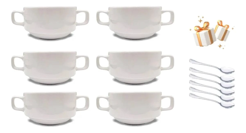PACK DE 6 TAZAS DE CERAMICA PARA SOPAS Y CONSOME - 4