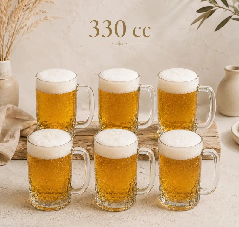 PACK DE 6 VASOS DE VIDRIO PARA CERVEZA Y BEBIDAS FRIAS - 2