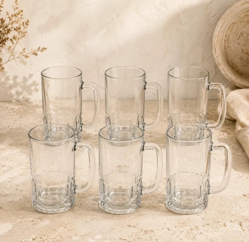 PACK DE 6 VASOS DE VIDRIO PARA CERVEZA Y BEBIDAS FRIAS - 4