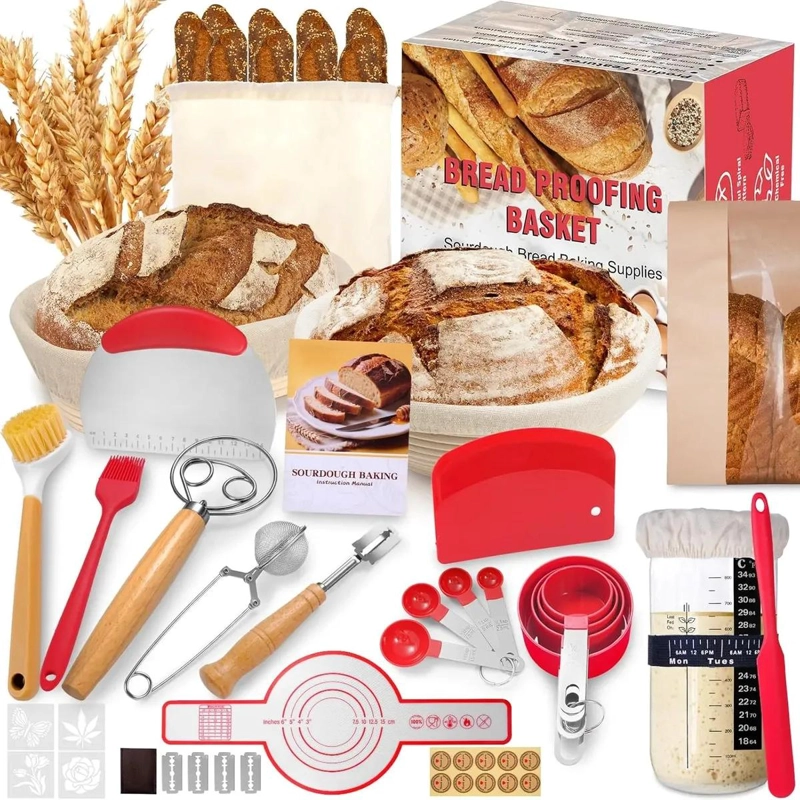 KIT COMPLETO PARA HORNEAR PAN DE MASA MADRE CON CESTAS Y HERRAMIENTAS - 1