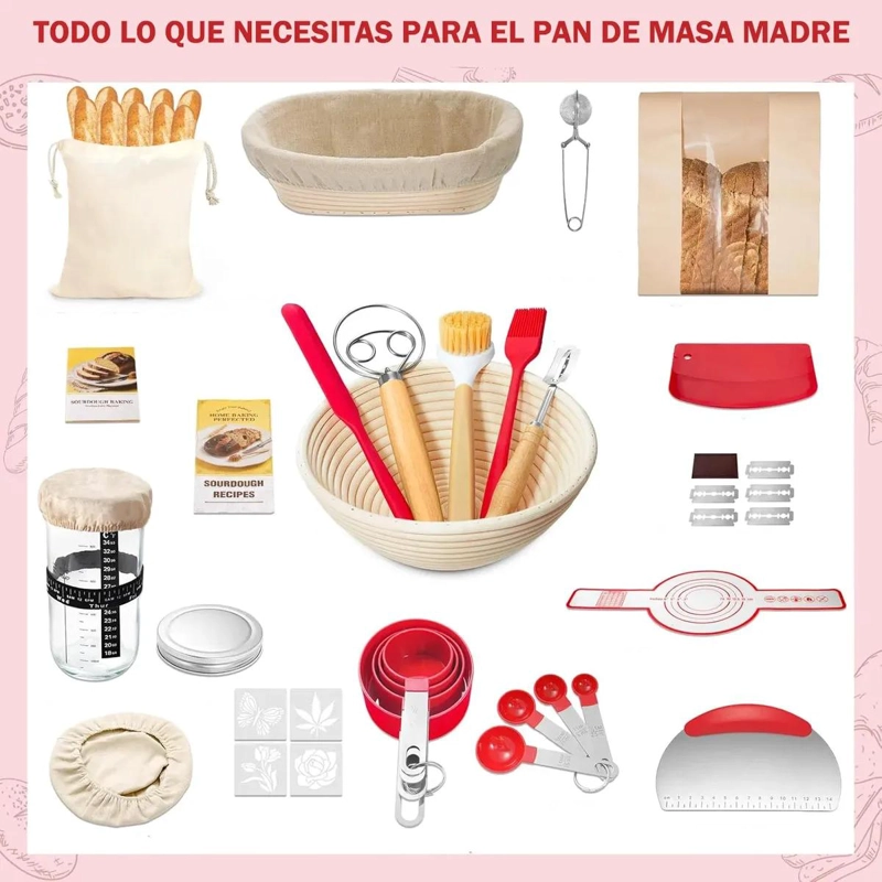 KIT COMPLETO PARA HORNEAR PAN DE MASA MADRE CON CESTAS Y HERRAMIENTAS - 2