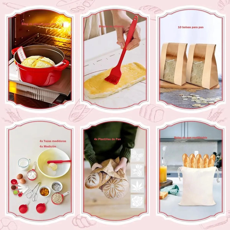 KIT COMPLETO PARA HORNEAR PAN DE MASA MADRE CON CESTAS Y HERRAMIENTAS - 6