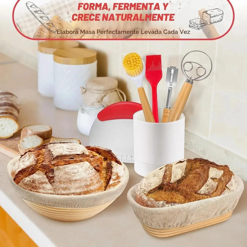 KIT COMPLETO PARA HORNEAR PAN DE MASA MADRE CON CESTAS Y HERRAMIENTAS - 8
