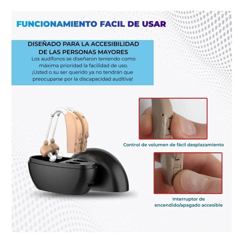 AUDIFONOS RECARGABLES PARA PERSONAS MAYORES CON ESTUCHE - 4
