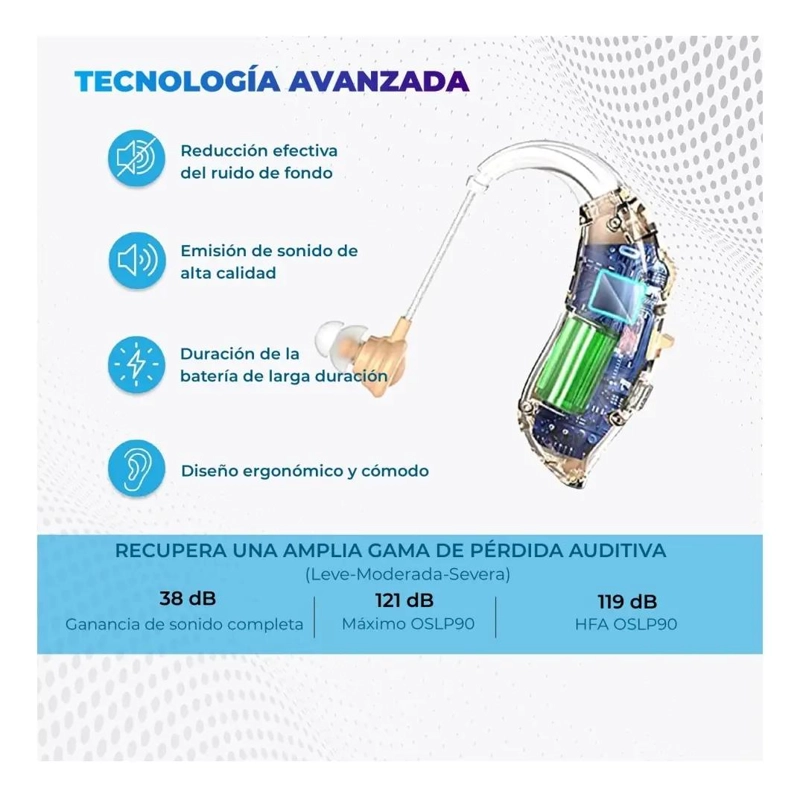 AUDIFONOS RECARGABLES PARA PERSONAS MAYORES CON ESTUCHE - 5