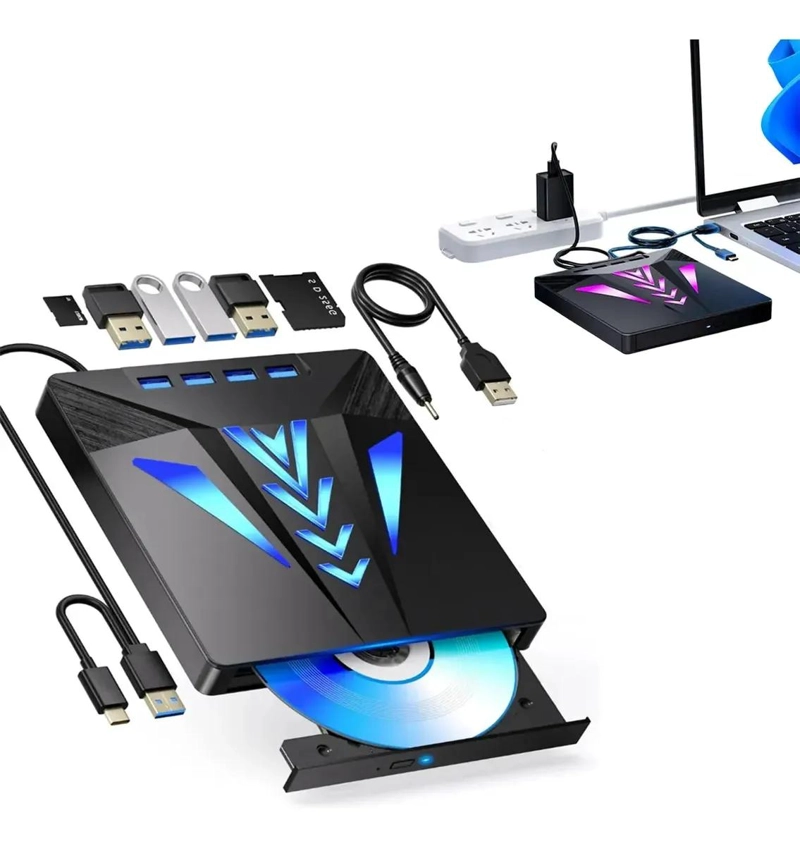 REPRODUCTOR EXTERNO USB-C CON LECTOR DE TARJETAS MULTIFUNCIONAL - 1