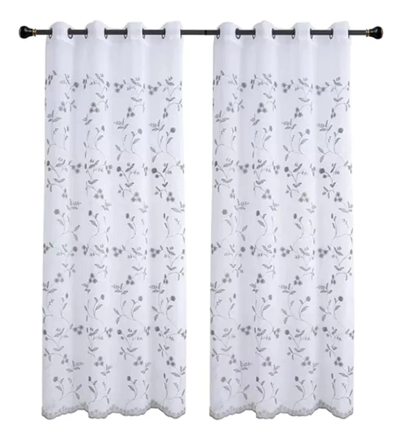 CORTINAS SEMITRANSPARENTES DE LINO BORDADAS 140X220CM - 1