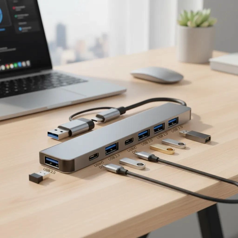 HUB USB C 7 PUERTOS ADAPTADOR PARA MAC Y PC - 5