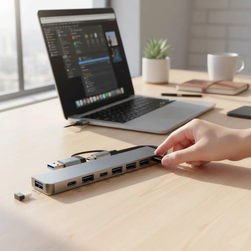 HUB USB C 7 PUERTOS ADAPTADOR PARA MAC Y PC - 6