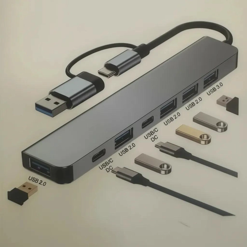 HUB USB C 7 PUERTOS ADAPTADOR PARA MAC Y PC - 7