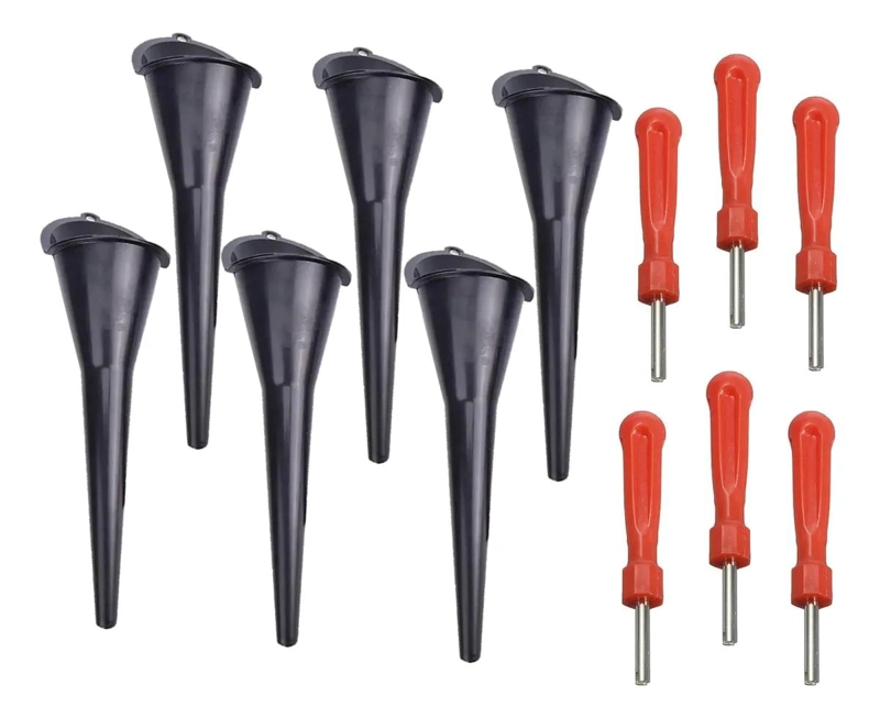 SET DE 6 EMBUDOS PARA ACEITE Y 6 DESTORNILLADORES EXTRACTORES DE TORNILLOS - 1