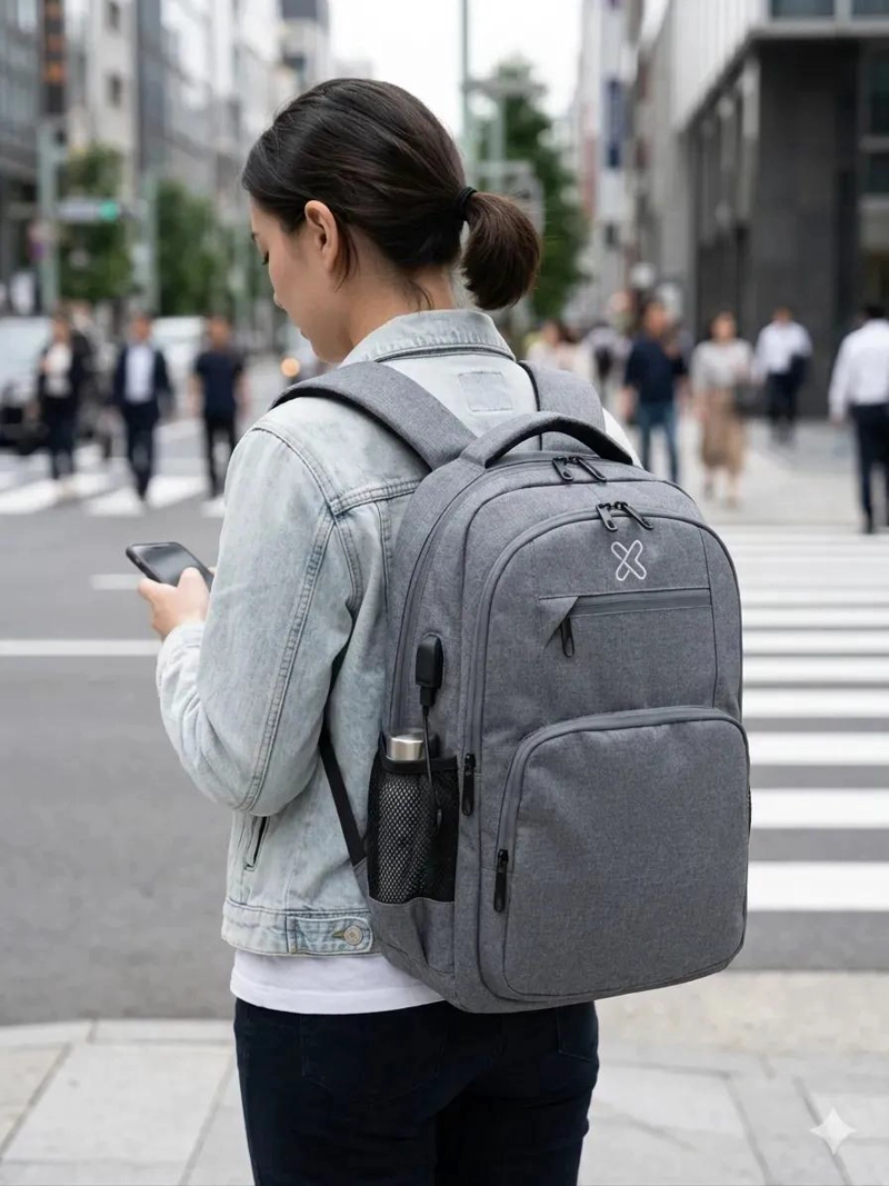 MOCHILA MORRAL PARA NOTEBOOK 15,6 PULGADAS CON PUERTO USB GRIS - 2