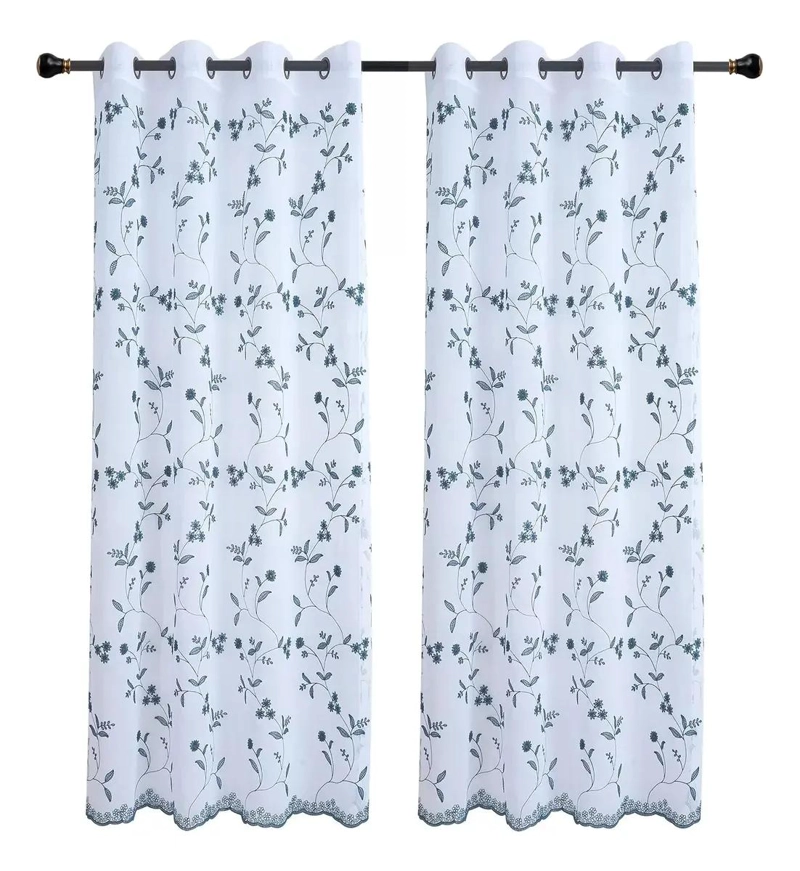 SET DE CORTINAS SEMITRANSPARENTES DE LINO BORDADO 140X220 CM - 1