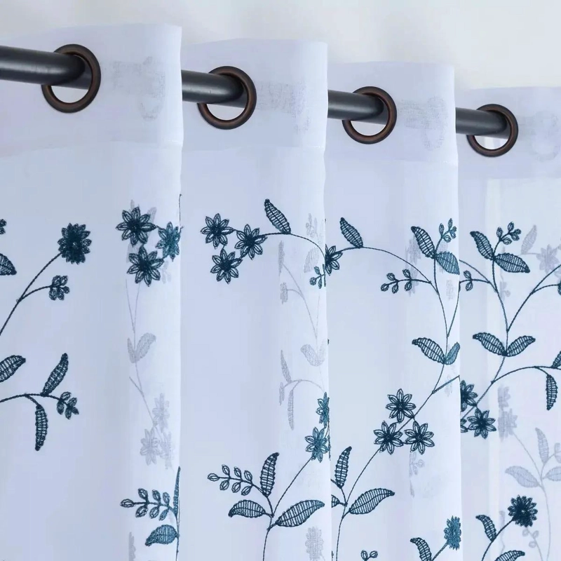 SET DE CORTINAS SEMITRANSPARENTES DE LINO BORDADO 140X220 CM - 3