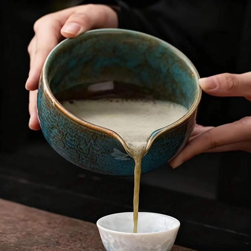 JUEGO DE TE  MATCHA JAPONE S DE CERAMICA AZUL CON ACCESORIOS - 2