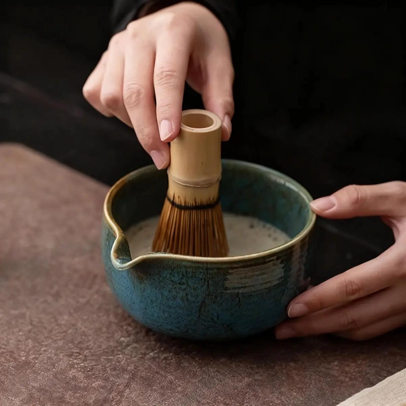 JUEGO DE TE  MATCHA JAPONE S DE CERAMICA AZUL CON ACCESORIOS - 4