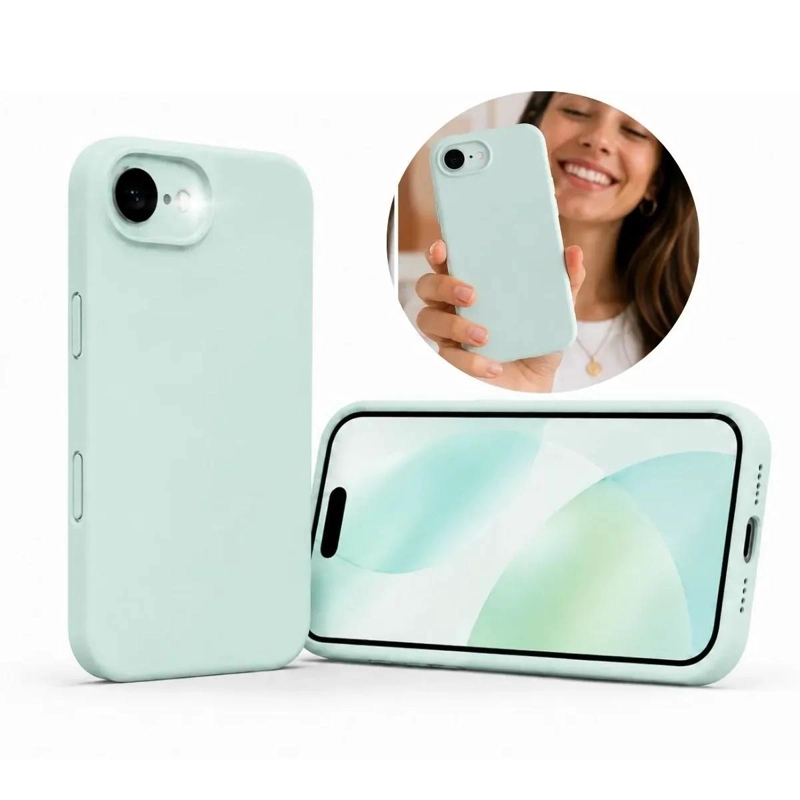 FUNDA ANTIHUELLAS VERDE MENTA PARA IPHONE 17E CON PROTECCION DE CAMARAS - 1