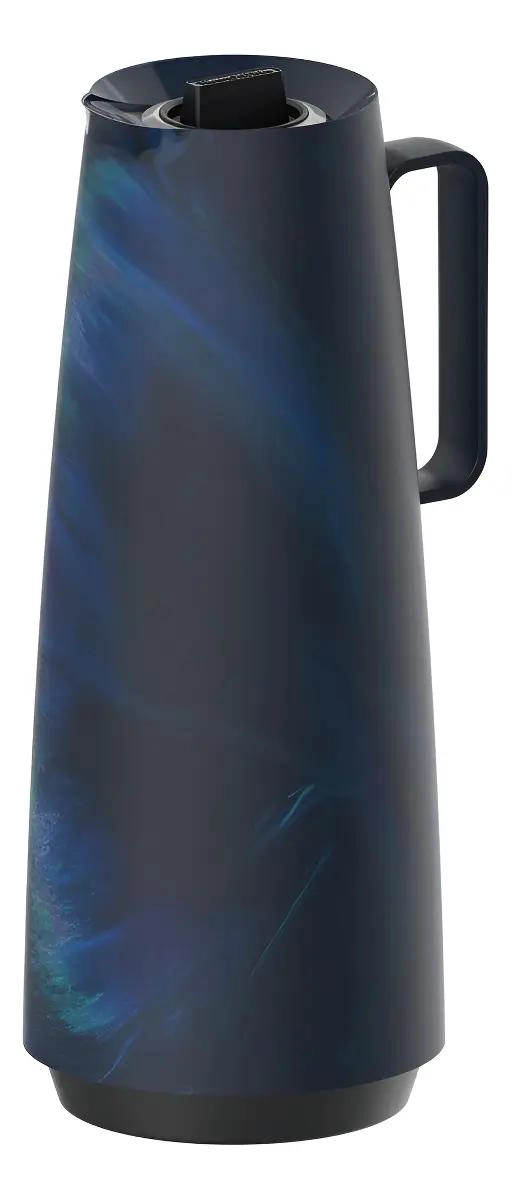 TETERA TE RMICA DE 1 LITRO CON DECORACION JASPEADA AZUL Y NEGRO - 1