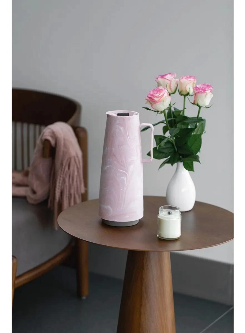 TETERA TE RMICA DE 1 LITRO CON DECORACION JASPEADA ROSA - 2