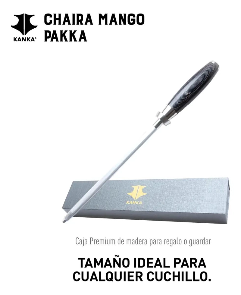 AFILADOR PROFESIONAL PARA CUCHILLOS CON MANGO DE MADERA PAKKA Y ACERO INOXIDABLE - 2