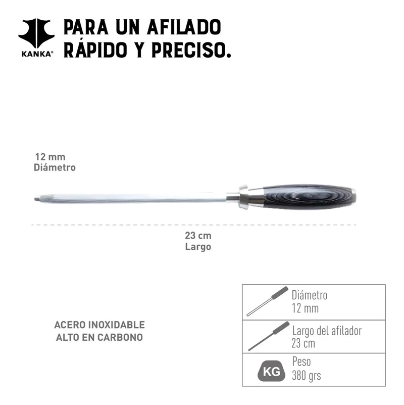 AFILADOR PROFESIONAL PARA CUCHILLOS CON MANGO DE MADERA PAKKA Y ACERO INOXIDABLE - 3