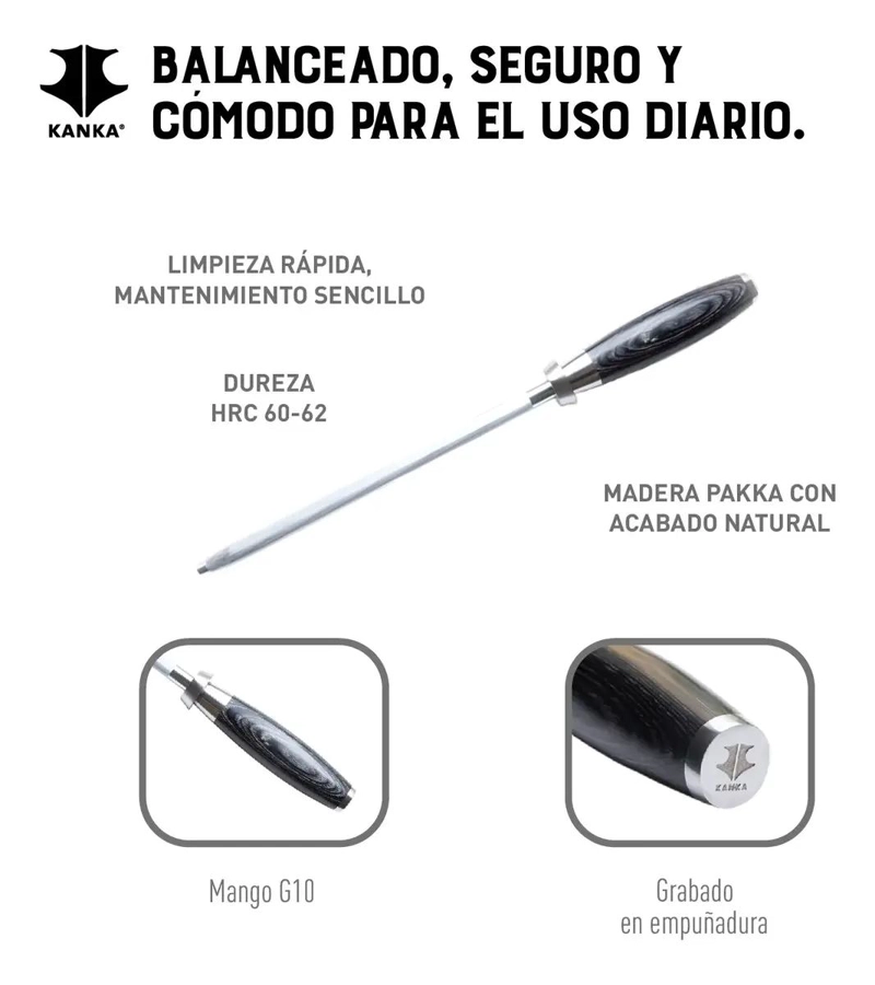 AFILADOR PROFESIONAL PARA CUCHILLOS CON MANGO DE MADERA PAKKA Y ACERO INOXIDABLE - 4
