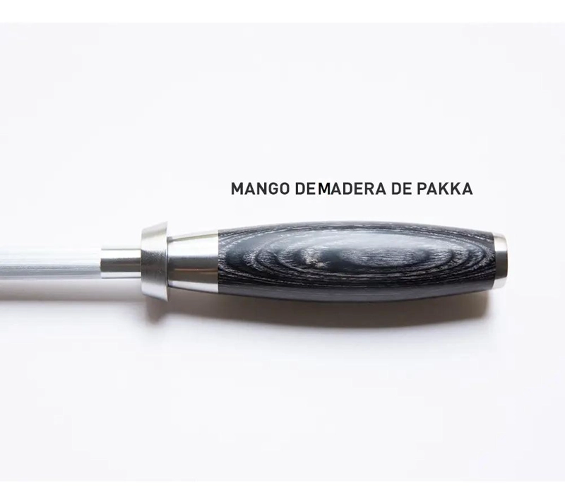 AFILADOR PROFESIONAL PARA CUCHILLOS CON MANGO DE MADERA PAKKA Y ACERO INOXIDABLE - 5