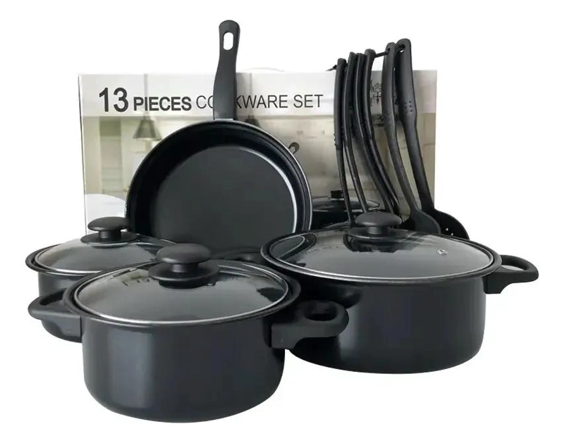 SET DE OLLAS Y UTENSILIOS DE COCINA 13 PIEZAS COLOR NEGRO - 10