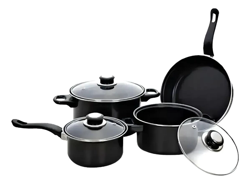 SET DE OLLAS Y UTENSILIOS DE COCINA 13 PIEZAS COLOR NEGRO - 8