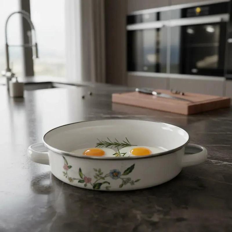 PAILA ENLOZADA BLANCA 16 CM PARA COCINAR CON ESTILO - 1