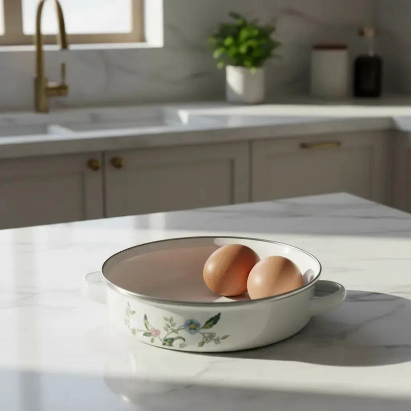 PAILA ENLOZADA BLANCA 16 CM PARA COCINAR CON ESTILO - 2