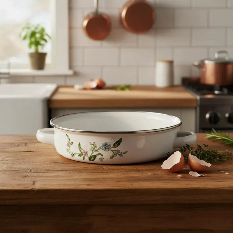 PAILA ENLOZADA BLANCA 16 CM PARA COCINAR CON ESTILO - 3