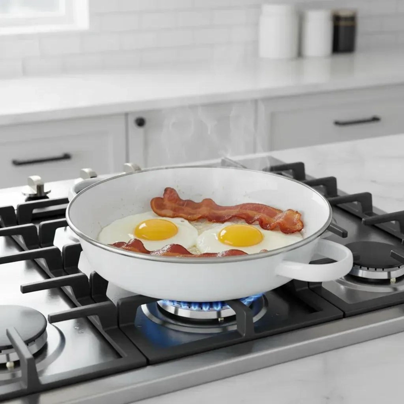 PAILA ENLOZADA BLANCA 16 CM PARA COCINAR CON ESTILO - 4