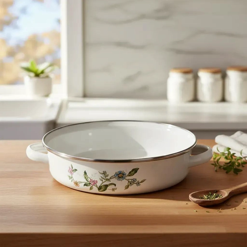 PAILA ENLOZADA BLANCA 16 CM PARA COCINAR CON ESTILO - 5