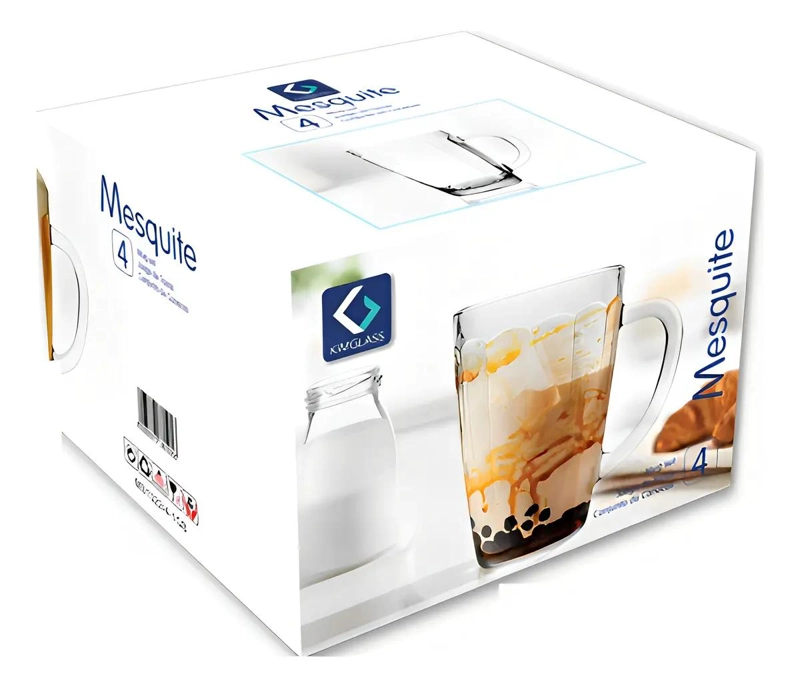 SET DE 4 TAZAS DE VIDRIO DE 375 ML PARA BEBIDAS CALIENTES Y FRIAS - 3