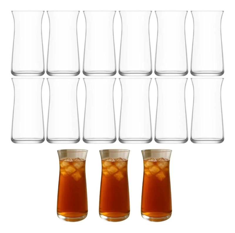 SET DE 12 VASOS ALTOS DE VIDRIO 370ML PARA BEBIDAS - 1